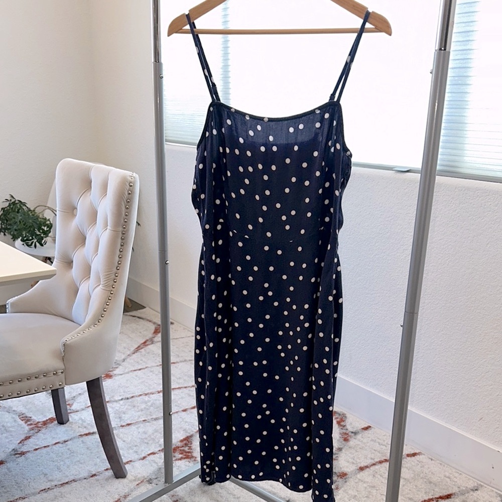 JustFab Blue and White Spaghetti Strap Slip Dress